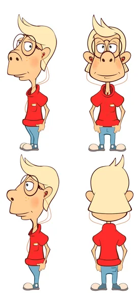 Set de desene animate blond băiat — Vector de stoc