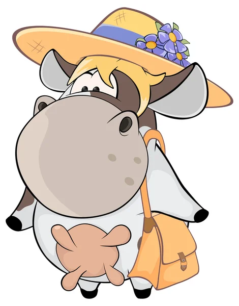 Bonita vaca con sombrero — Vector de stock