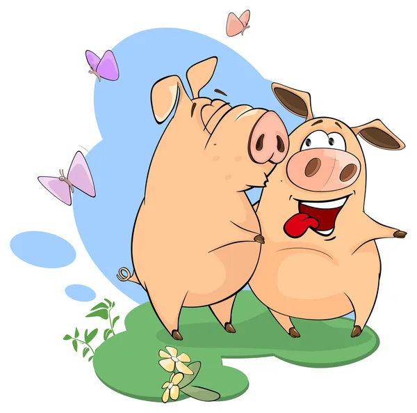 Cochons partageant l'amour — Image vectorielle