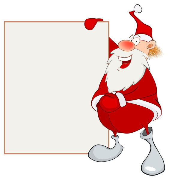 Санта Клаус держит пустую доску
