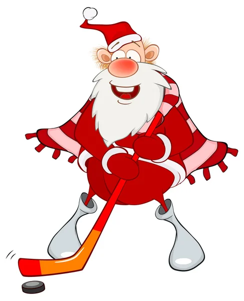 Santa Claus ijshockey vooruit — Stockvector