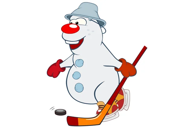 Cartoon Cute Snowman. — Stock Vector