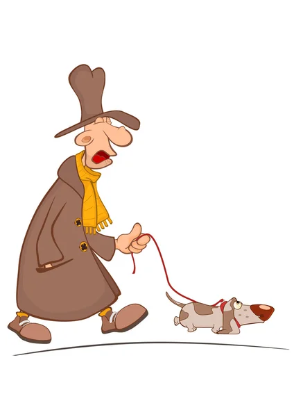 犬と歩く男 — ストックベクタ
