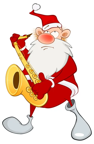 Cartoon Santa Claus a Saxophonist — Stock Vector