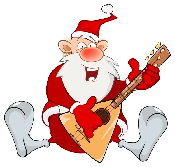 Cartoon Santa Claus en een Balalaika — Stockvector