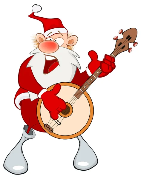 Cartoon Santa Claus and a Banjo — Stock Vector