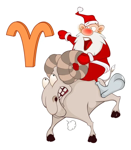 Zodíaco Aries con Santa Claus — Vector de stock