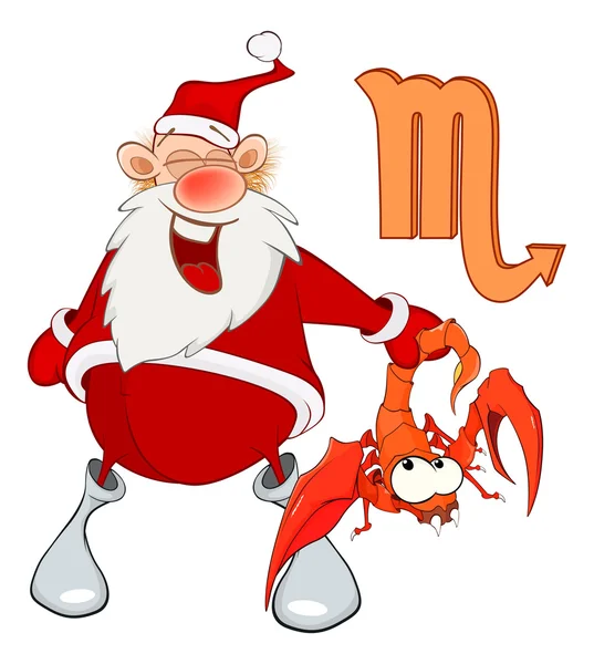 Zodiac Scorpion with Santa Claus — Stock Vector