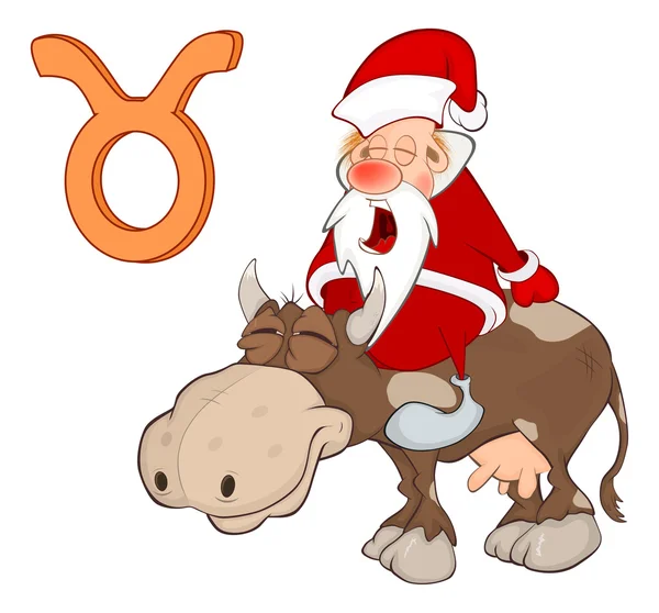 黄道十二宫金牛座的圣诞老人 — 图库矢量图片