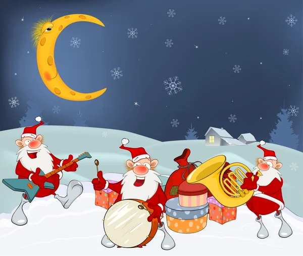 Babbo Natale carino Clauses Music Band — Vettoriale Stock