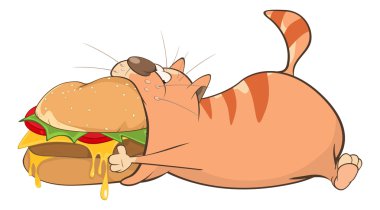 Şirin kedi ve bir büyük Hamburger