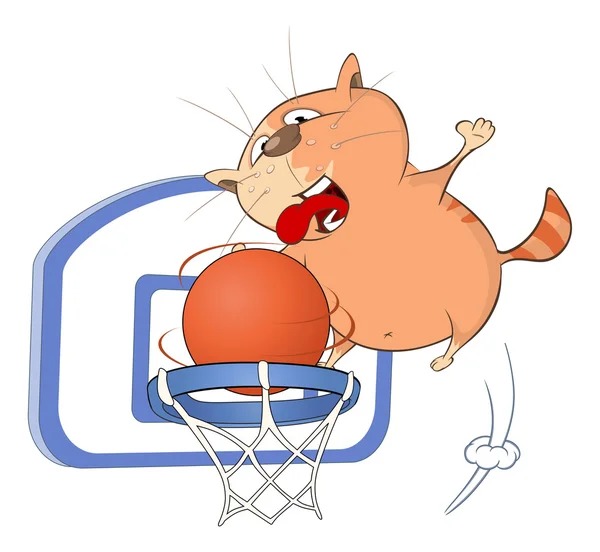 Cute Cat Basketball Player — Stock Vector