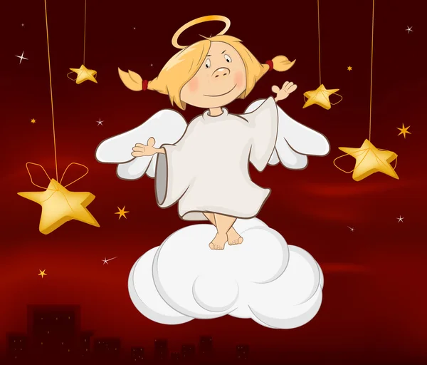 Dibujos animados lindo ángel — Vector de stock
