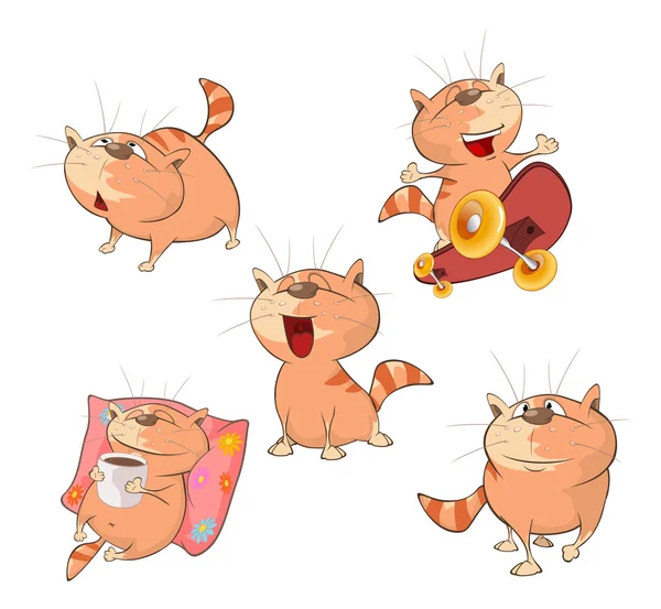 かわいい猫の漫画セット — ストックベクタ