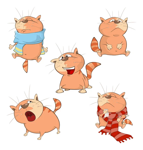 Conjunto de dibujos animados lindos gatos — Vector de stock