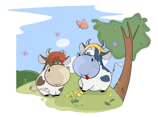 Two Cute Cows — Stock Vector