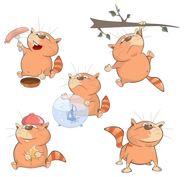 Serie di simpatici gatti dei cartoni animati — Vettoriale Stock