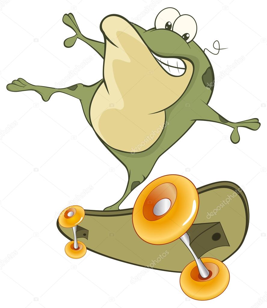 Cute Frog on Skateboard