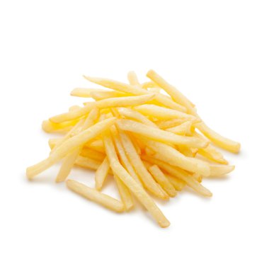 Beyaz bir arka plan üzerinde patates kızartması