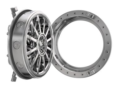 Bir kasa kapısı. 3D çizim