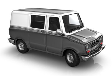 Beyaz bir arka plan üzerinde endüstriyel van