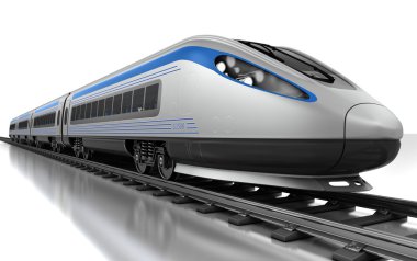 Yüksek hızlı tren. Beyaz izole