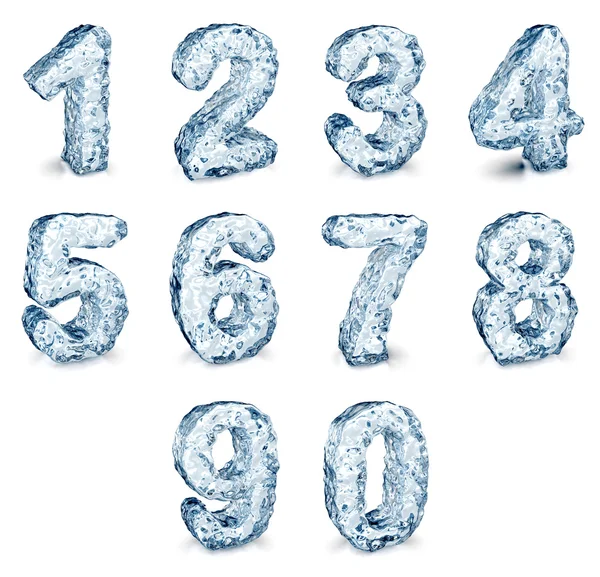 Der Satz von Zahlen aus transparentem Eis. — Stockfoto