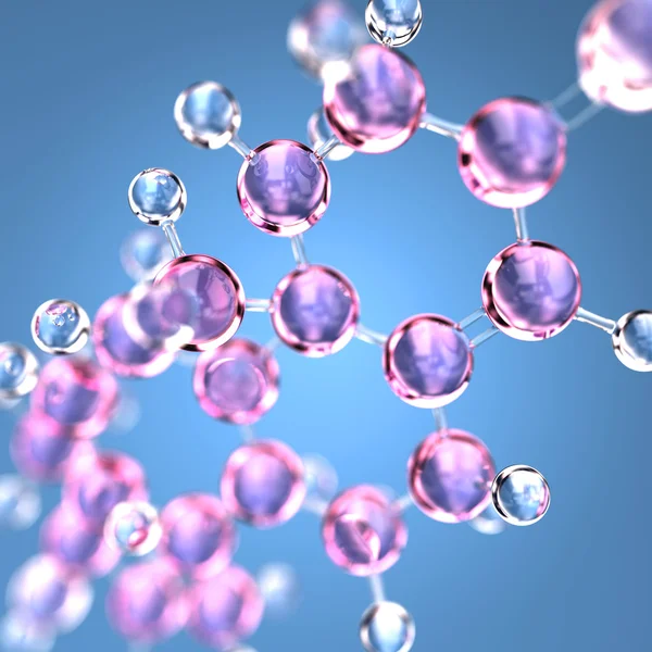 Testosteron molekül üzerinde mavi bir arka plan şeffaf modeli. 3D çizim