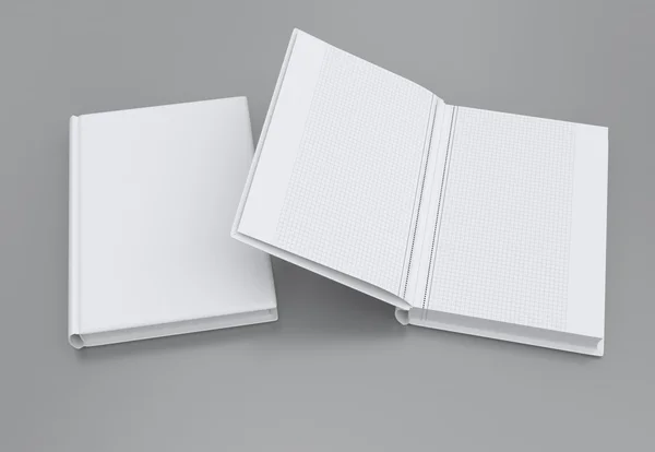 Vintage notebook aberto em branco isolado no branco — Fotografia de Stock