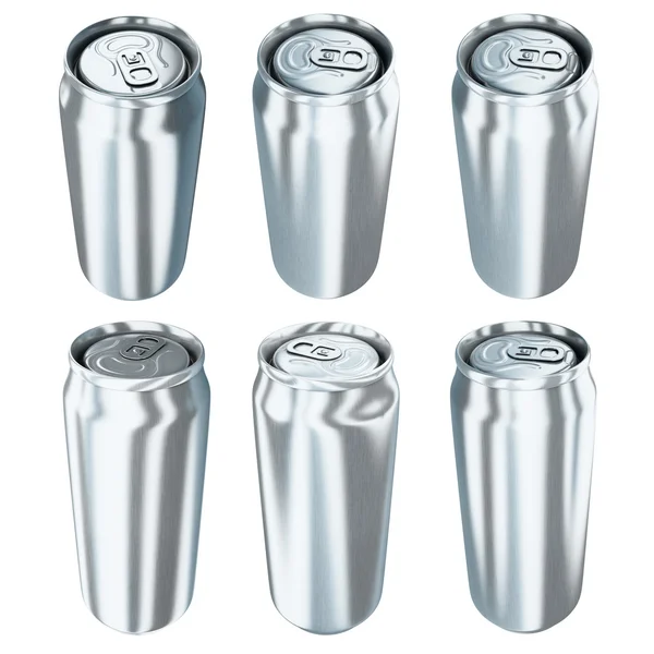 Six aluminum cans — Stock Photo, Image