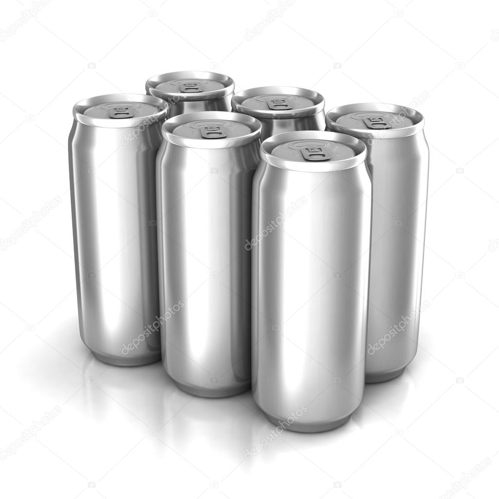 Six aluminum cans
