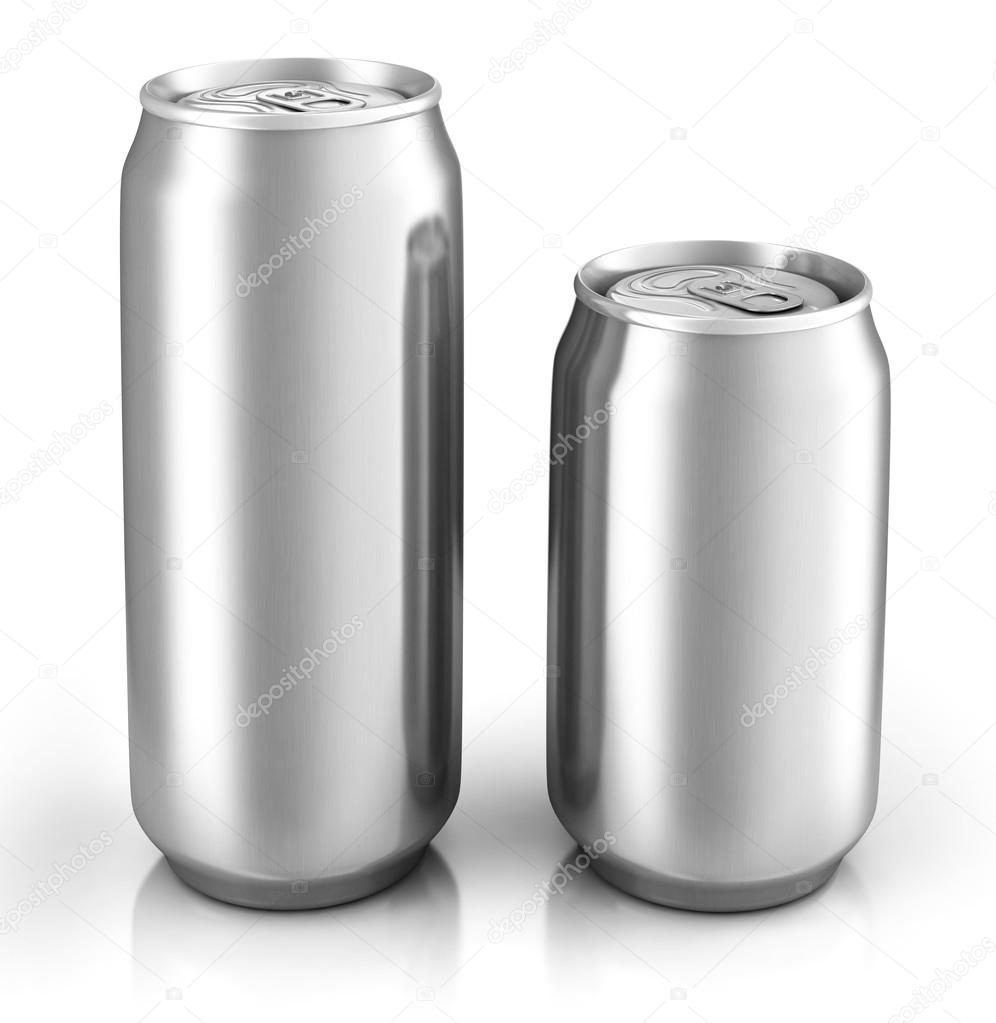 Two blank aluminum cans
