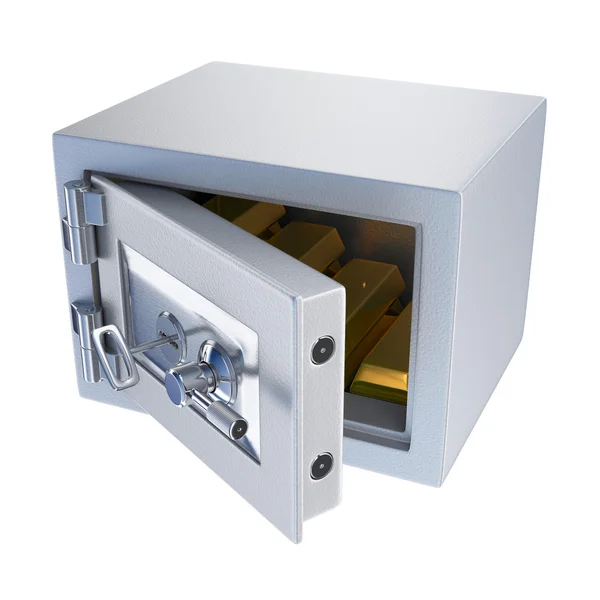 Small safe for valuables with gold — Stock Photo, Image