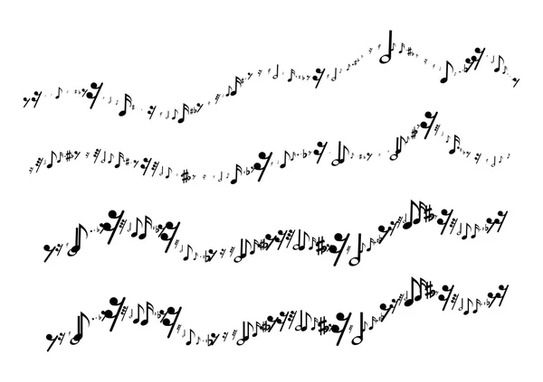 Notas musicales en forma de línea ondulada — Vector de stock