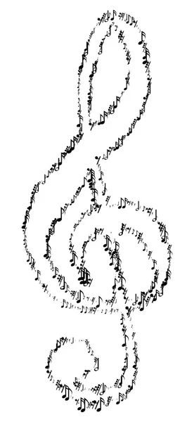 Tiz nota anahtarı şeklinde müzik notaları — Stok Vektör