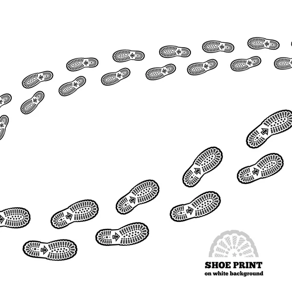 Impression de chaussures sur blanc — Image vectorielle