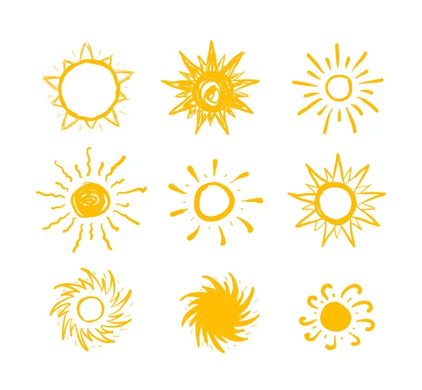 Zon getrokken vector iconen — Stockvector