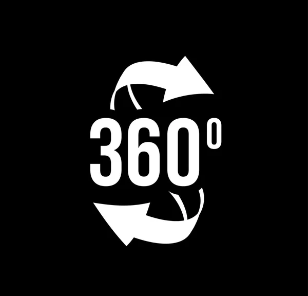 Teken-pictogram voor de weergave hoek 360 graden. — Stockvector