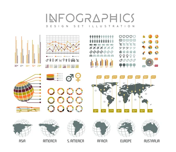 Infográficos conjunto vetorial ilustração — Vetor de Stock