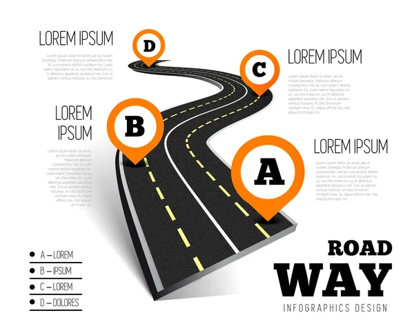 Road way design infographics. — Stock Vector