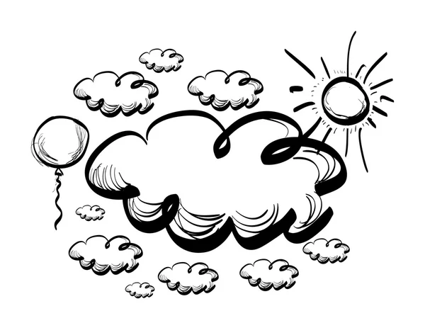 Hand tekening hemel met wolken — Stockvector