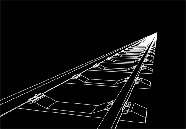 Ferrovia Avanti Illustrazione Vettoriale Sfondo Nero — Vettoriale Stock