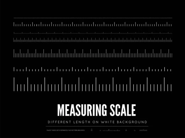 Reglas Medición Diferente Escala Longitud Forma Elementos Vectoriales Negro — Archivo Imágenes Vectoriales