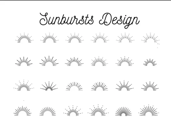 Sunbursts Set White Background Vector Illustration — Stock Vector