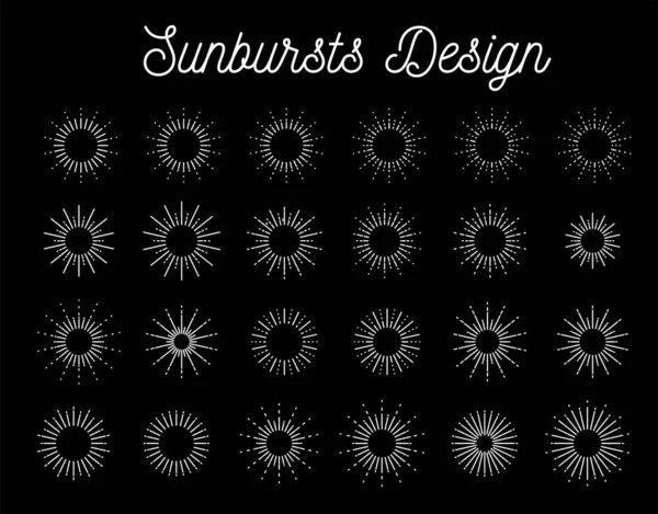 Sunbursts Som Svart Bakgrund Vektorillustration — Stock vektor