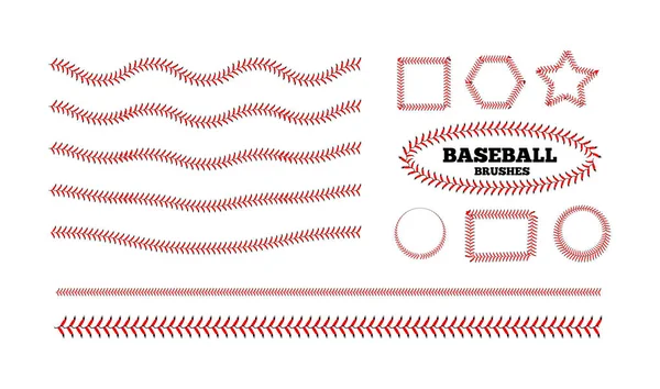 Cordón Béisbol Sobre Fondo Blanco Conjunto Vectores — Vector de stock