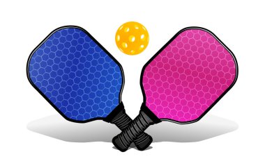 Pickleball with a ball and a rackets for playing. Vector illustration on white background clipart
