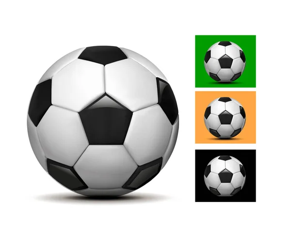 Voetbal Ballen Vector Set Illustratie Geïsoleerd Achtergrond — Stockvector