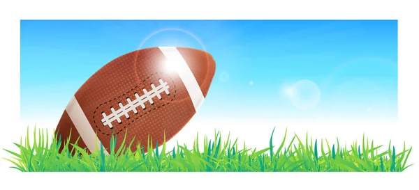 アメリカンフットボールボールベクトルイラスト 草と空を背景に — ストックベクタ