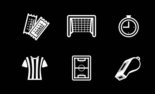 Ikona Wektora Piłki Nożnej Zestaw Ilustracji Izolowane Czarnym Tle Projekt — Wektor stockowy